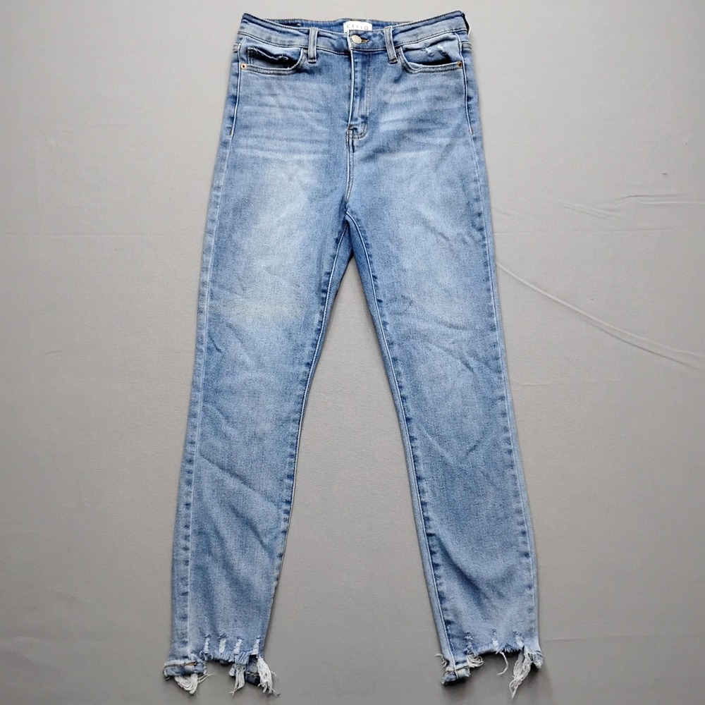 Cello High Rise Distressed Raw Hem Skinny Jeans Medium Wash Size 11 AB18041M